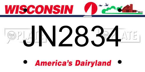 JN2834 Wisconsin License Plate