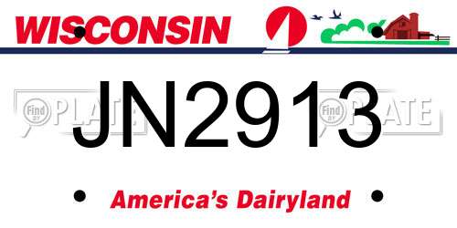 JN2913 Wisconsin License Plate