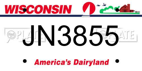 JN3855 Wisconsin License Plate