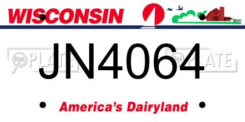 JN4064 Wisconsin License Plate