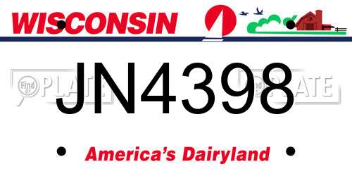 JN4398 Wisconsin License Plate