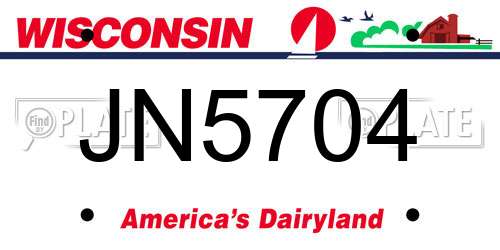 JN5704 Wisconsin License Plate