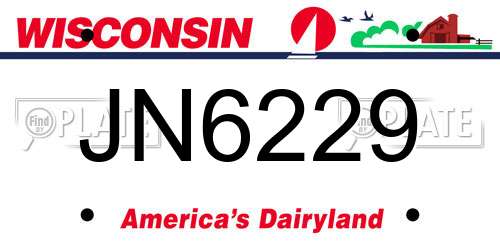JN6229 Wisconsin License Plate