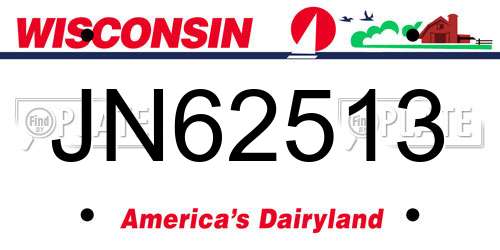 JN62513 Wisconsin License Plate