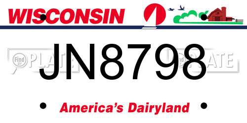 JN8798 Wisconsin License Plate
