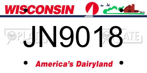 JN9018 Wisconsin License Plate