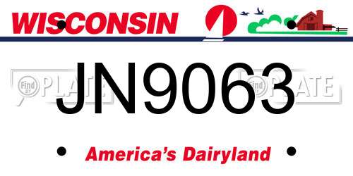 JN9063 Wisconsin License Plate
