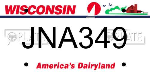JNA349 Wisconsin License Plate