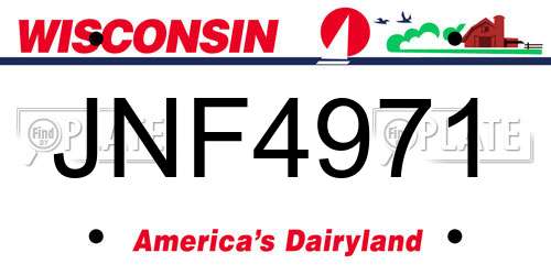 JNF4971 Wisconsin License Plate