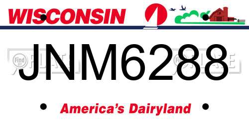 JNM6288 Wisconsin License Plate