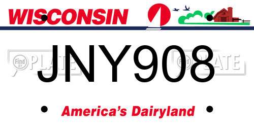 JNY908 Wisconsin License Plate