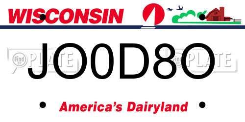 JO0D8O Wisconsin License Plate