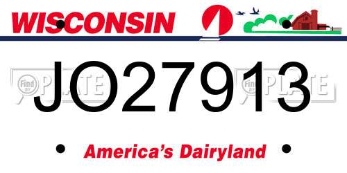 JO27913 Wisconsin License Plate