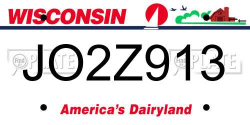 JO2Z913 Wisconsin License Plate