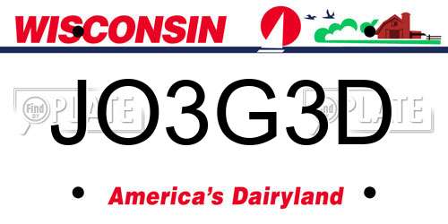 JO3G3D Wisconsin License Plate