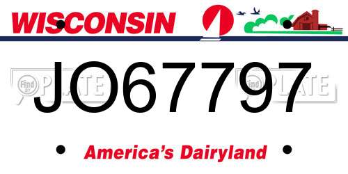 JO67797 Wisconsin License Plate