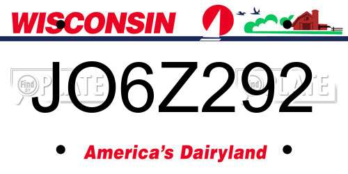 JO6Z292 Wisconsin License Plate