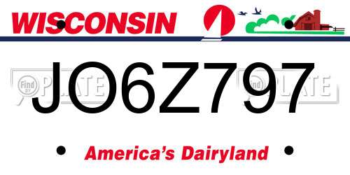JO6Z797 Wisconsin License Plate
