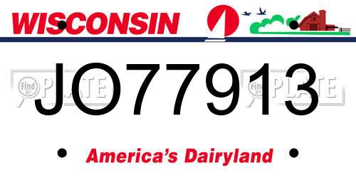 JO77913 Wisconsin License Plate