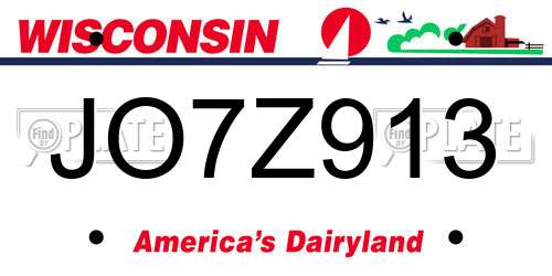 JO7Z913 Wisconsin License Plate