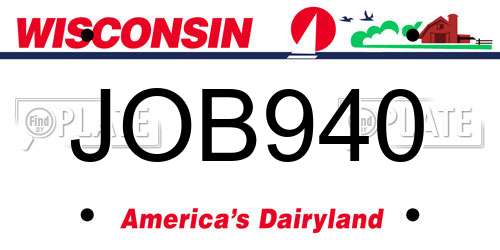 JOB940 Wisconsin License Plate