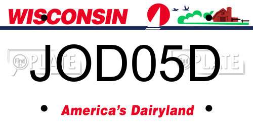 JOD05D Wisconsin License Plate