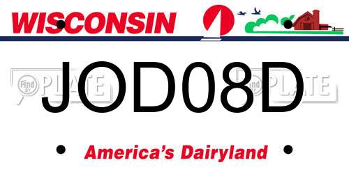 JOD08D Wisconsin License Plate