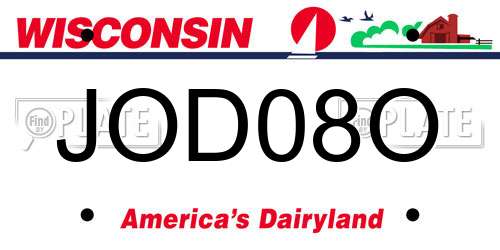 JOD08O Wisconsin License Plate