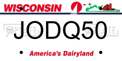 JODQ50 Wisconsin License Plate