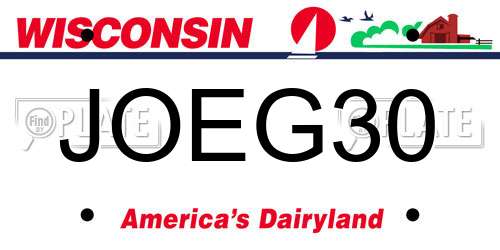 JOEG30 Wisconsin License Plate