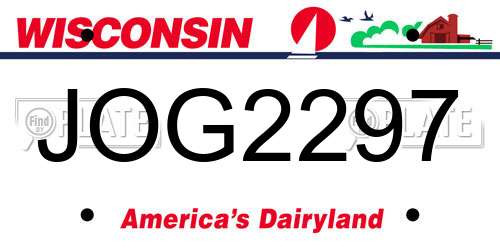 JOG2297 Wisconsin License Plate