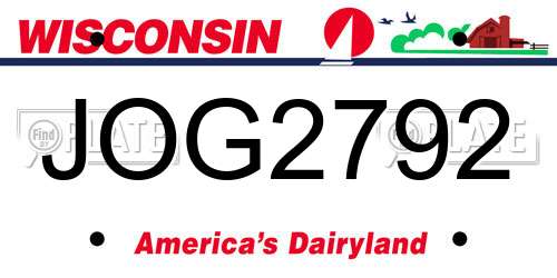 JOG2792 Wisconsin License Plate