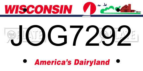 JOG7292 Wisconsin License Plate