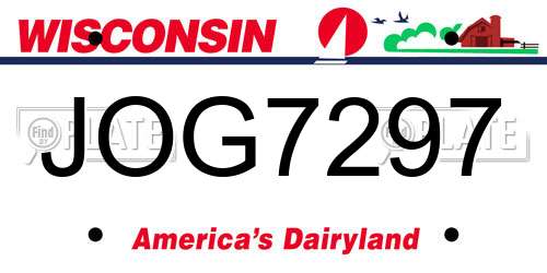 JOG7297 Wisconsin License Plate