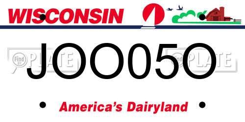 JOO05O Wisconsin License Plate