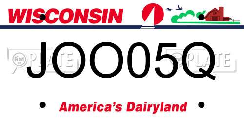 JOO05Q Wisconsin License Plate