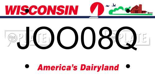 JOO08Q Wisconsin License Plate