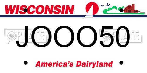 JOOO50 Wisconsin License Plate