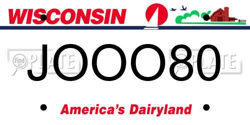 JOOO80 Wisconsin License Plate