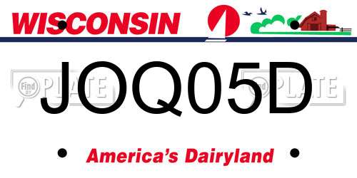 JOQ05D Wisconsin License Plate