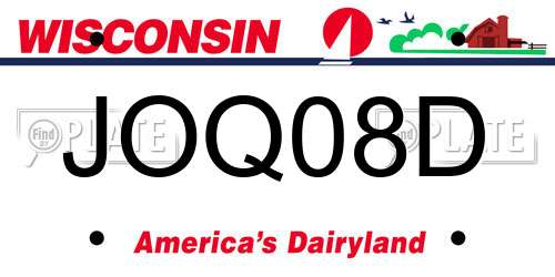 JOQ08D Wisconsin License Plate