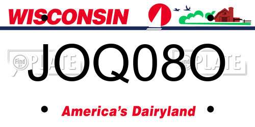 JOQ08O Wisconsin License Plate