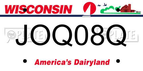 JOQ08Q Wisconsin License Plate