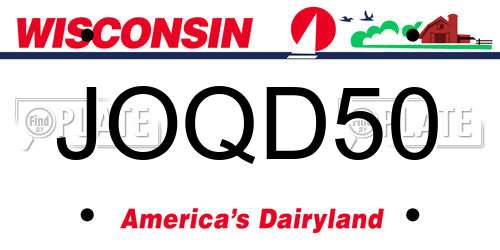 JOQD50 Wisconsin License Plate