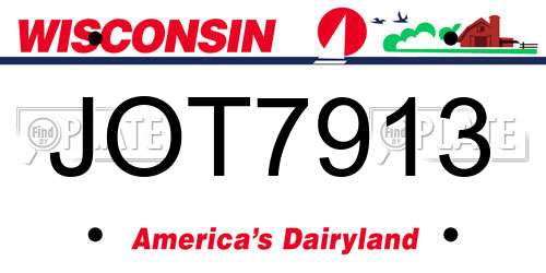 JOT7913 Wisconsin License Plate