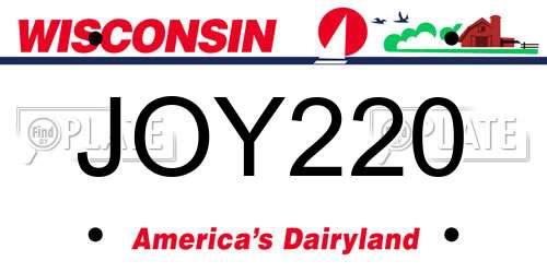 JOY220 Wisconsin License Plate
