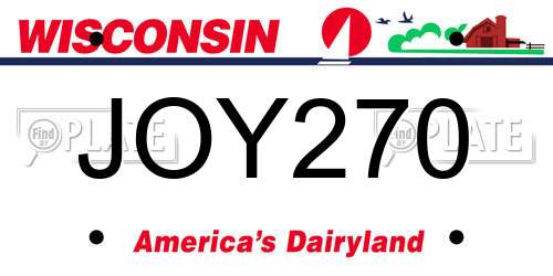 JOY270 Wisconsin License Plate