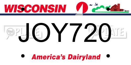 JOY720 Wisconsin License Plate