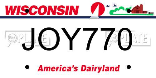 JOY770 Wisconsin License Plate
