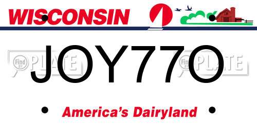 JOY77O Wisconsin License Plate